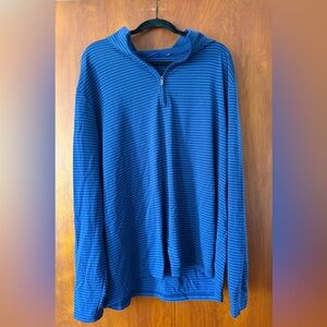 FootJoy Golf Blue Striped Quarter-Zip Hoodie Pullover